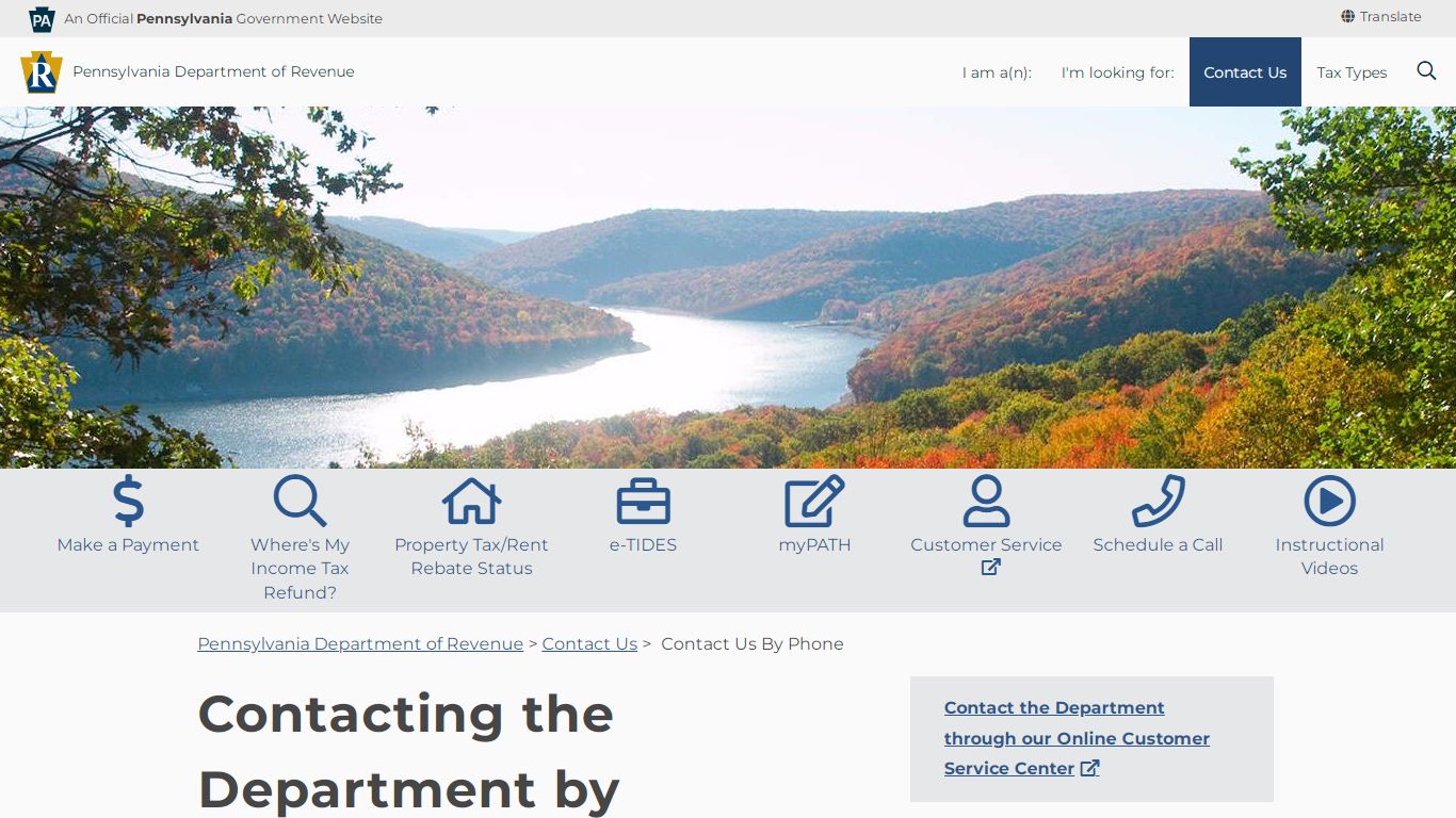 Contact Us By Phone - Pennsylvania Department of Revenue